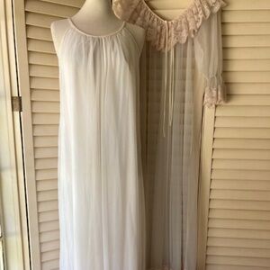 Vintage Layered Chiffon and Lace Peignoir Set